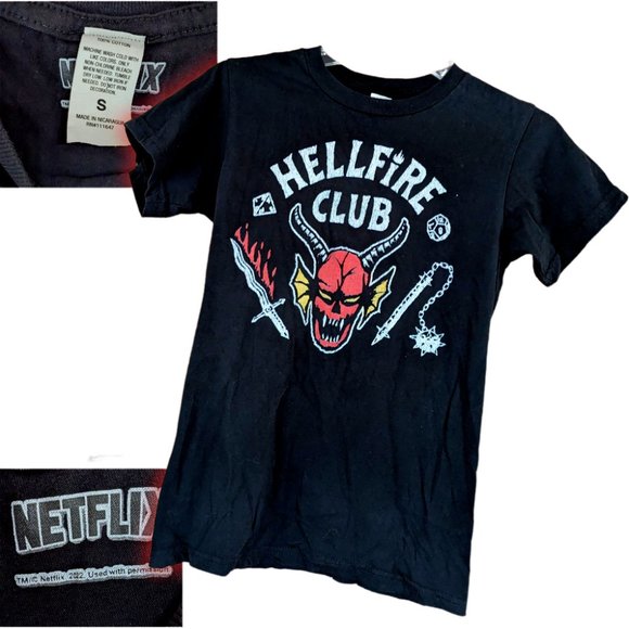 Stranger Things 4 Hellfire Club Size S Skull & Weapons Netflix A24 - Picture 1 of 1